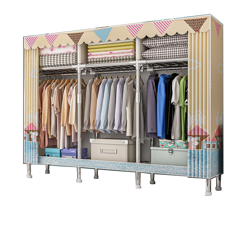 Steel Wardrobe Closet with Legs Modern Wardrobe Armoire with Shelves