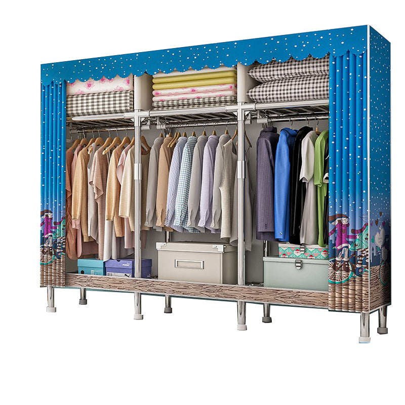 Steel Wardrobe Closet with Legs Modern Wardrobe Armoire with Shelves