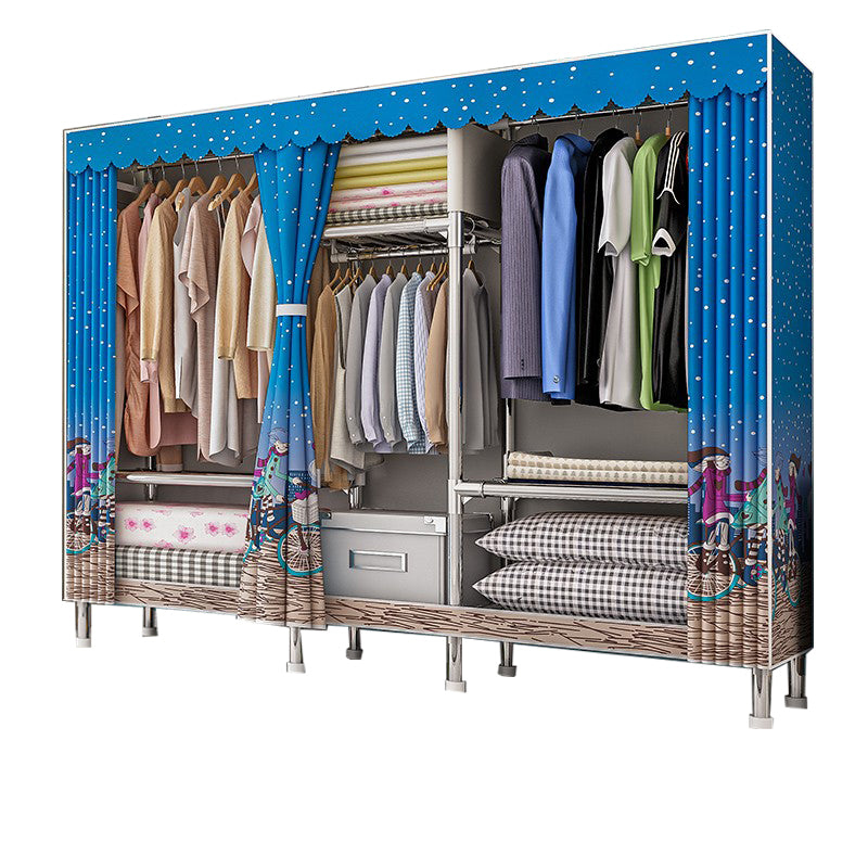 Steel Wardrobe Closet with Legs Modern Wardrobe Armoire with Shelves