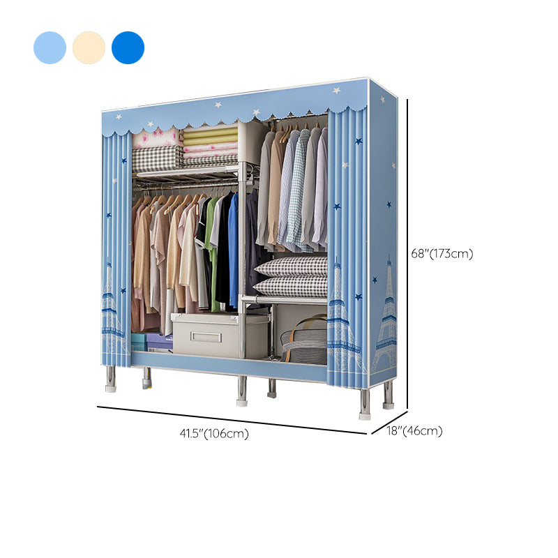 Steel Wardrobe Closet with Legs Modern Wardrobe Armoire with Shelves