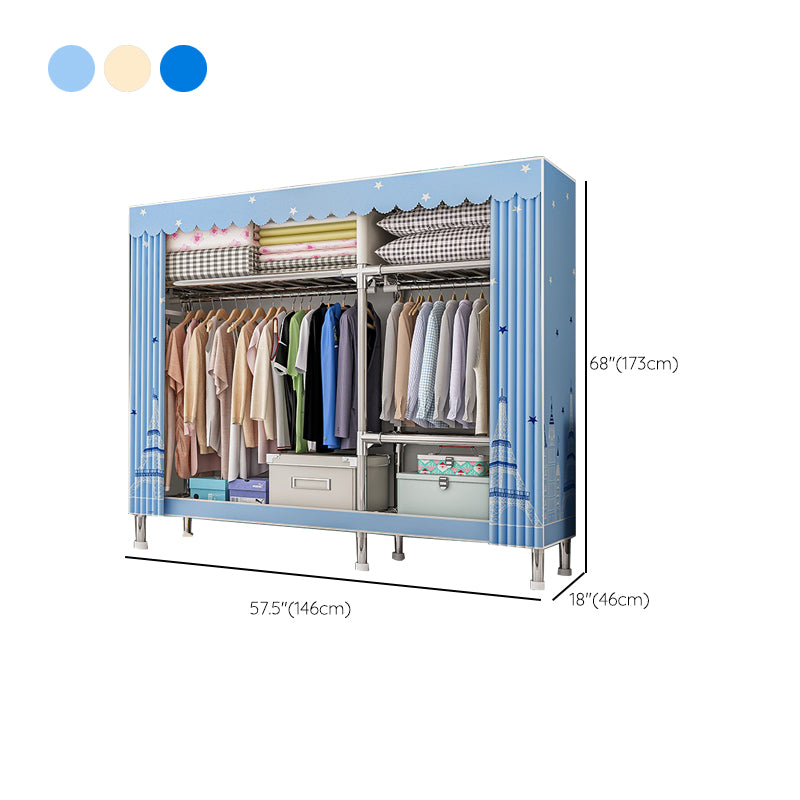 Steel Wardrobe Closet with Legs Modern Wardrobe Armoire with Shelves