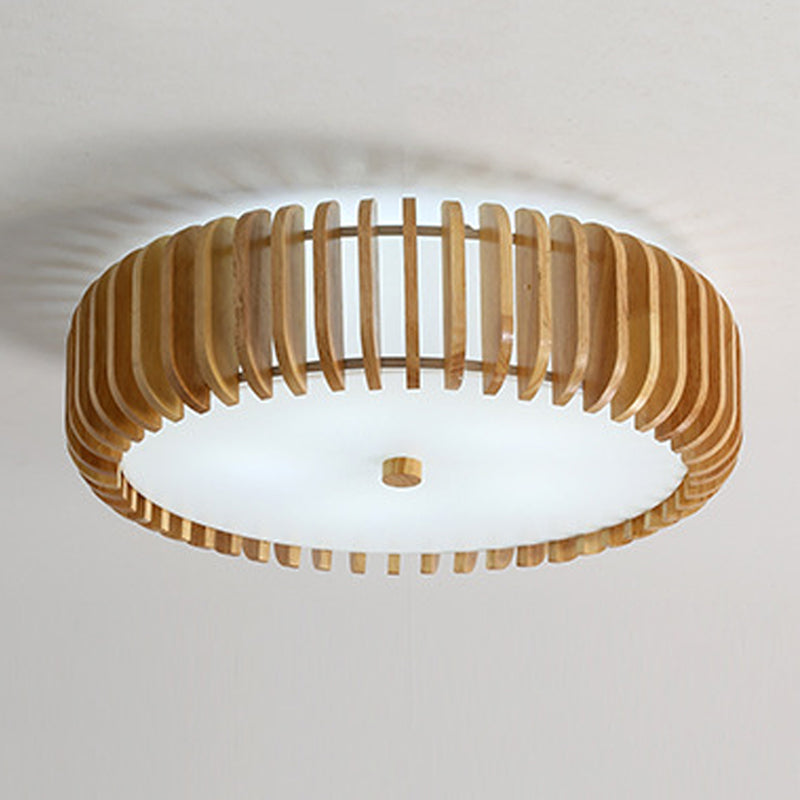 Flush Mount Fixture Contemporary Wood 1 Light Flush Light with Shade