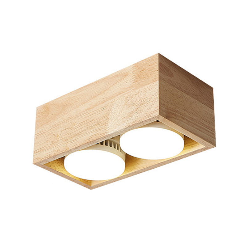 Square Shape Flush Mount Modern Style Metal 1/2/4 Lights Flush Ceiling Light in Log Color