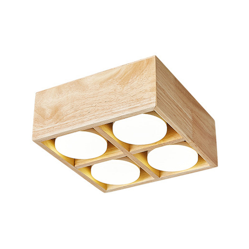 Square Shape Flush Mount Modern Style Metal 1/2/4 Lights Flush Ceiling Light in Log Color