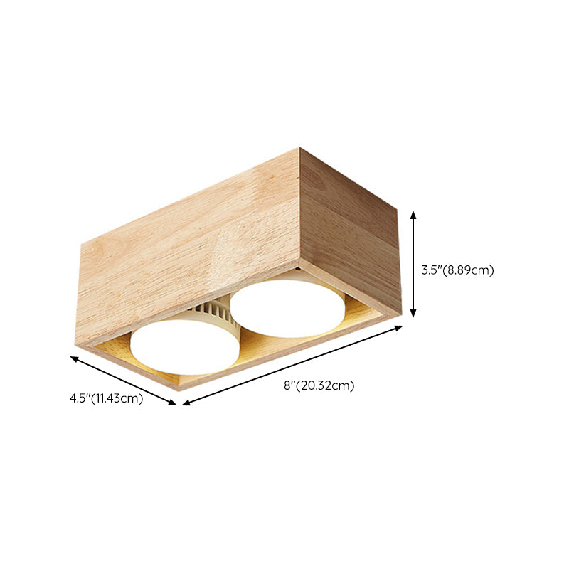 Square Shape Flush Mount Modern Style Metal 1/2/4 Lights Flush Ceiling Light in Log Color