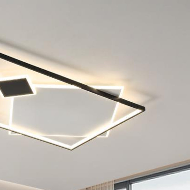 Interior LED Square Flush Mount Light Contemporary Metal Ceiling Flush in Black