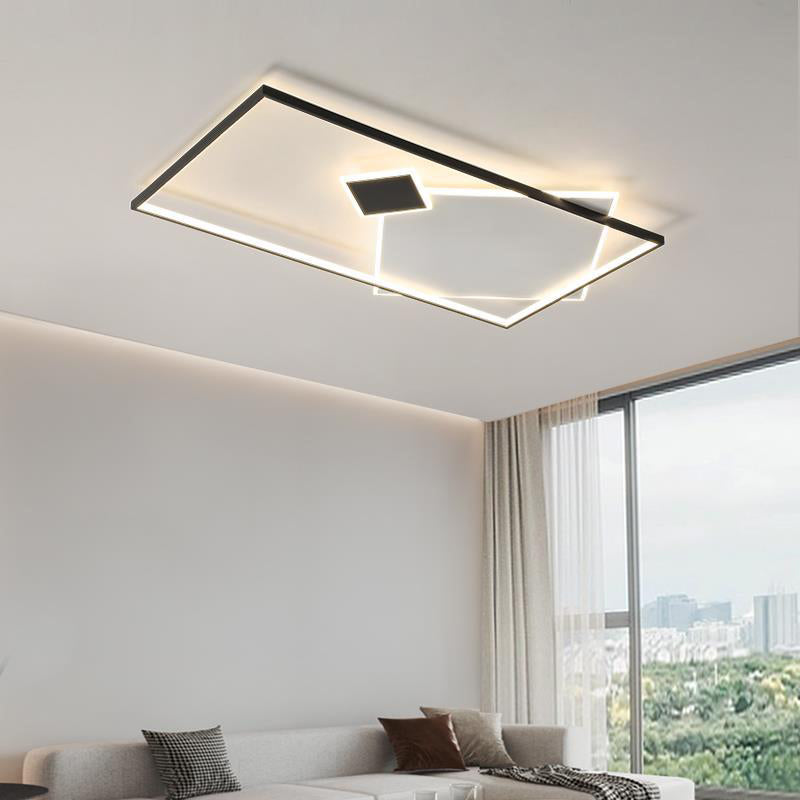 Interior LED Square Flush Mount Light Contemporary Metal Ceiling Flush in Black