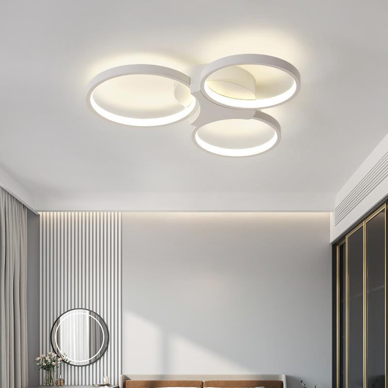 LED Ring 3 / 6 - Light Semi Flush Mount in Matte White Iron and Acrylic Ceiling Fixture