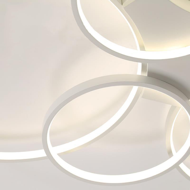 LED Ring 3 / 6 - Light Semi Flush Mount in Matte White Iron and Acrylic Ceiling Fixture