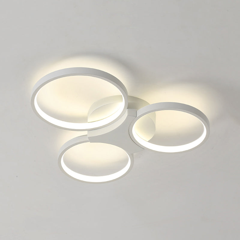 LED Ring 3 / 6 - Light Semi Flush Mount in Matte White Iron and Acrylic Ceiling Fixture