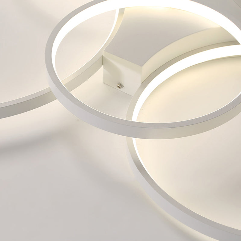 LED Ring 3 / 6 - Light Semi Flush Mount in Matte White Iron and Acrylic Ceiling Fixture