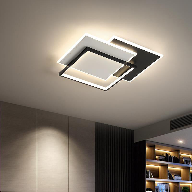 Square Metal and Acrylic Flush Mount 3 - Light LED Modern Ceiling Lighting