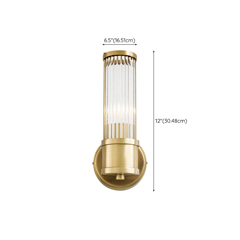 Postmodern Metal Wall Sconce Cylinder Shape Vanity Lamp with Glass Shade for Bathroom