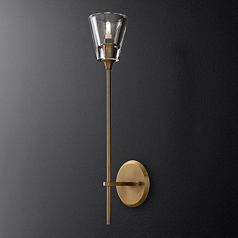 Postmodern Metal Wall Sconce Cone Shape Vanity Lamp with Crystal Shade for Bathroom