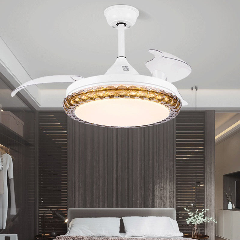 Contemporary Fan Ceiling Lighting in White Interior LED Ceiling Fan Fixture