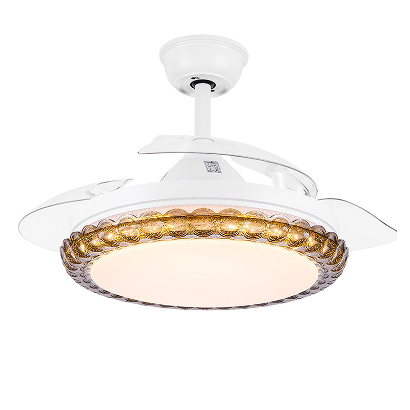 Contemporary Fan Ceiling Lighting in White Interior LED Ceiling Fan Fixture