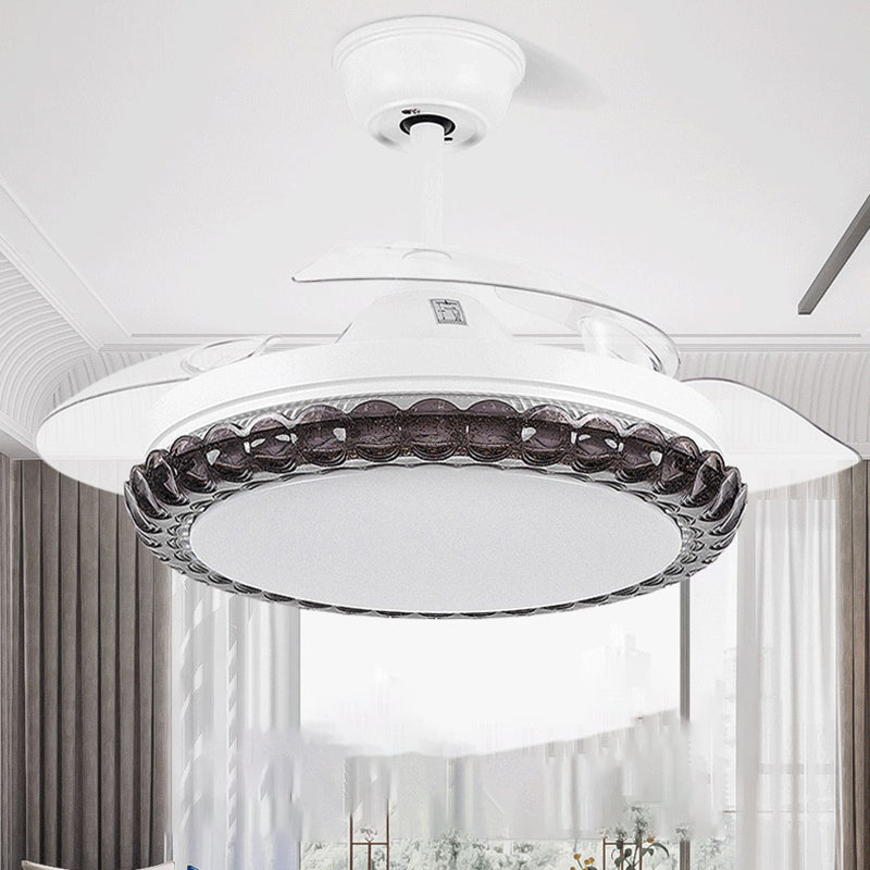 Contemporary Fan Ceiling Lighting in White Interior LED Ceiling Fan Fixture