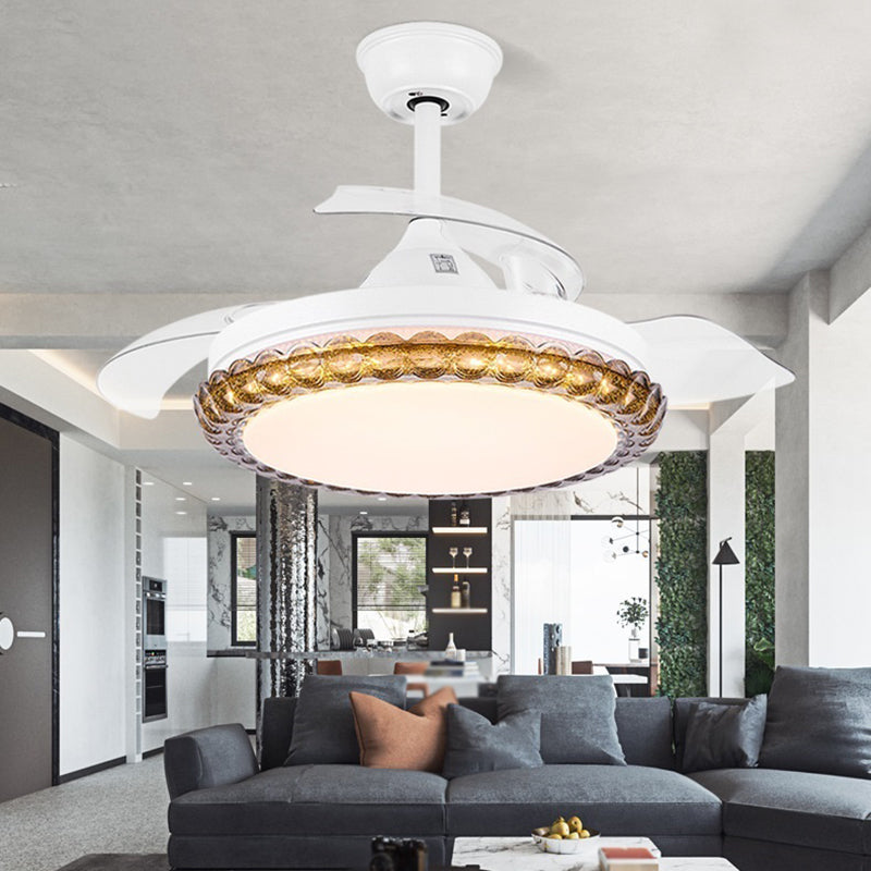 Contemporary Fan Ceiling Lighting in White Interior LED Ceiling Fan Fixture