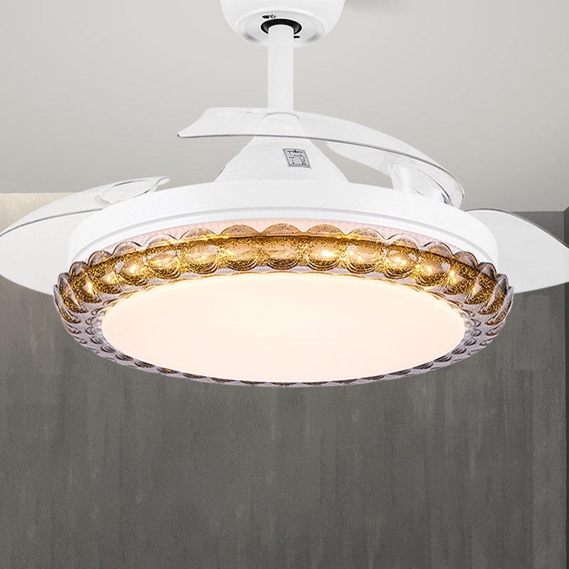 Contemporary Fan Ceiling Lighting in White Interior LED Ceiling Fan Fixture