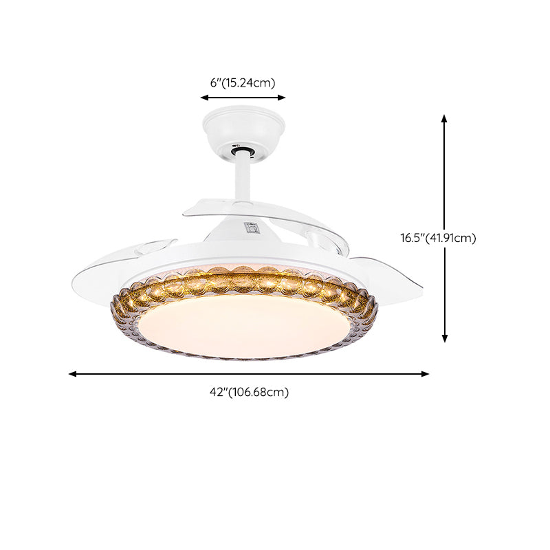 Contemporary Fan Ceiling Lighting in White Interior LED Ceiling Fan Fixture