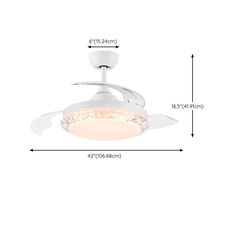 Contemporary Fan Ceiling Lighting in White Interior LED Ceiling Fan Fixture