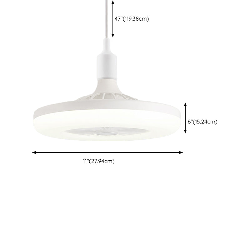 1 Light LED Ceiling Fan Matte White Minimalist Fan Light Fixture