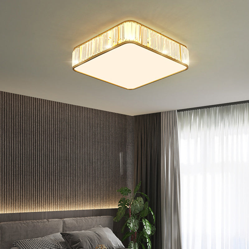3/4-Light Golden/Black Flush Mount Lighting Crystal LED Ceiling Light for Bedroom