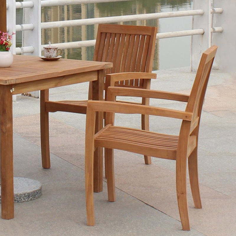 Industrial Solid Wood Dining Table Set 1/5 Pieces Square Dining Table Set for Outdoor