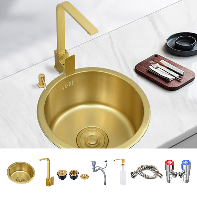 Golden Round Stainless Steel Drop-In Kitchen Sink with Drain Assembly