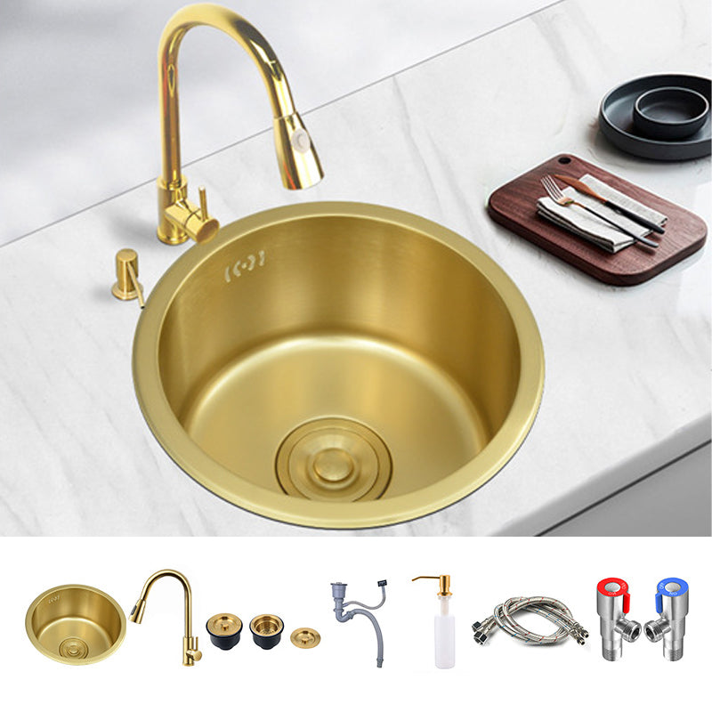 Golden Round Stainless Steel Drop-In Kitchen Sink with Drain Assembly