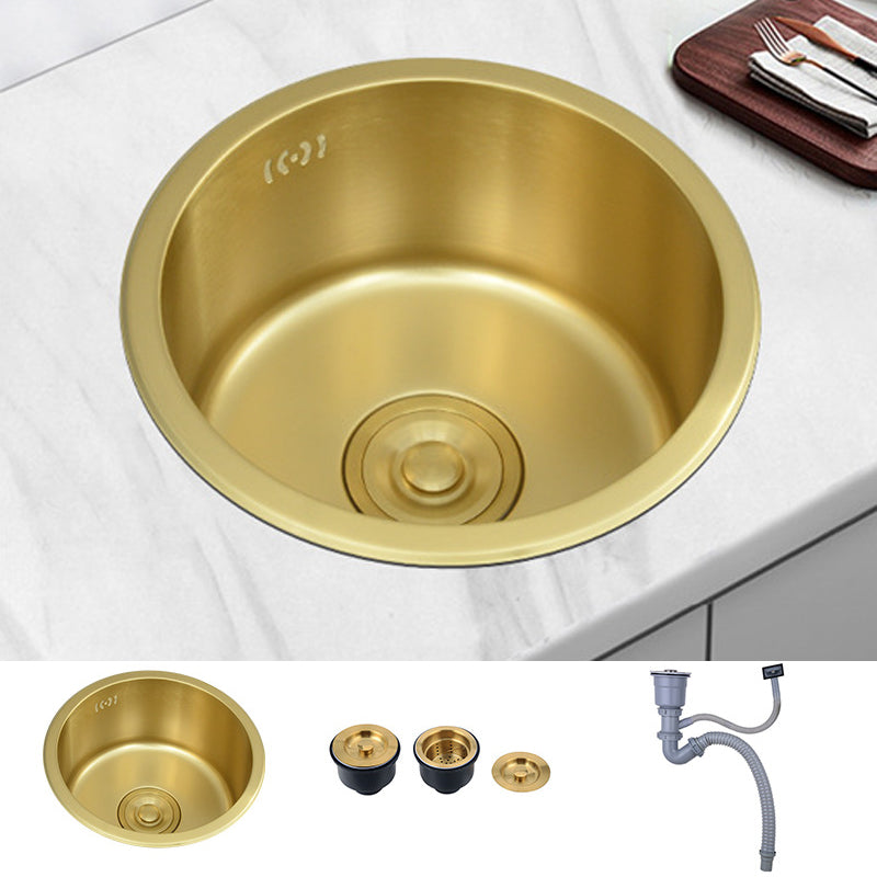 Golden Round Stainless Steel Drop-In Kitchen Sink with Drain Assembly