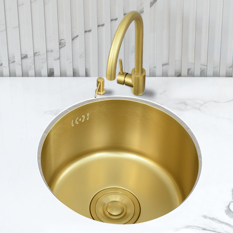 Golden Round Stainless Steel Drop-In Kitchen Sink with Drain Assembly