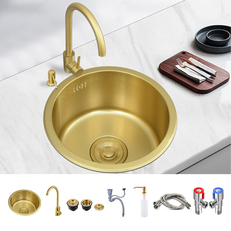 Golden Round Stainless Steel Drop-In Kitchen Sink with Drain Assembly