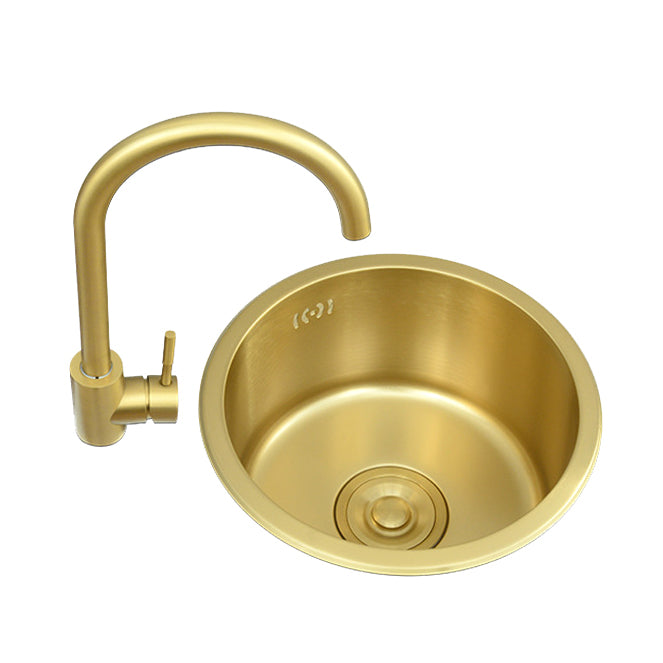 Golden Round Stainless Steel Drop-In Kitchen Sink with Drain Assembly