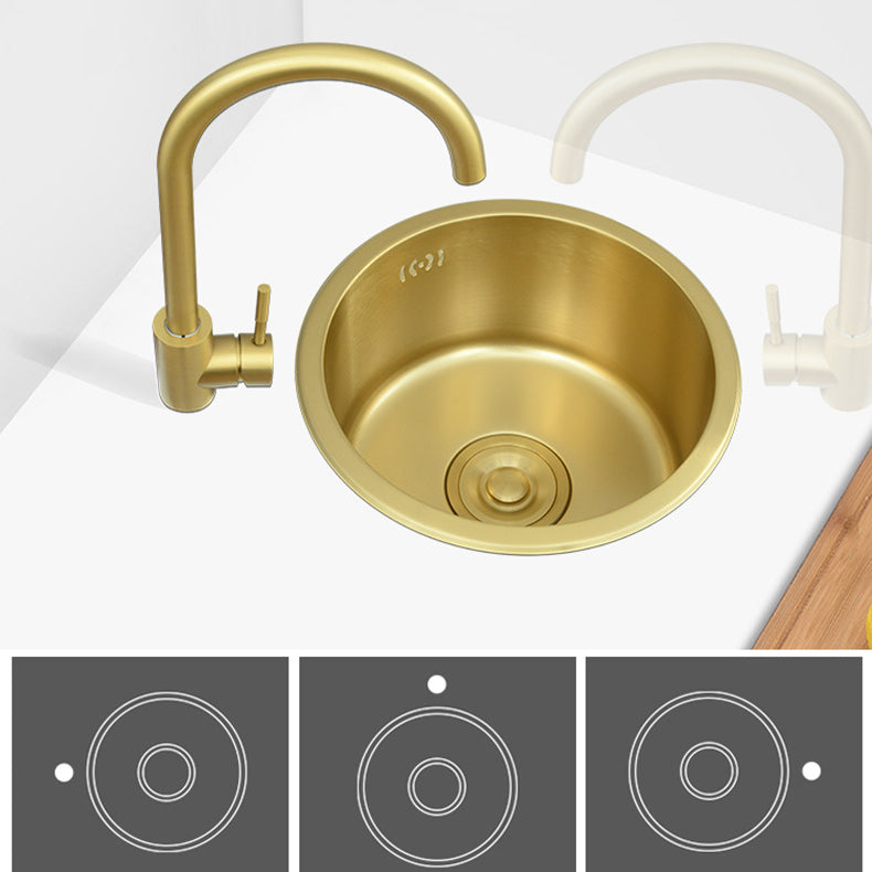 Golden Round Stainless Steel Drop-In Kitchen Sink with Drain Assembly