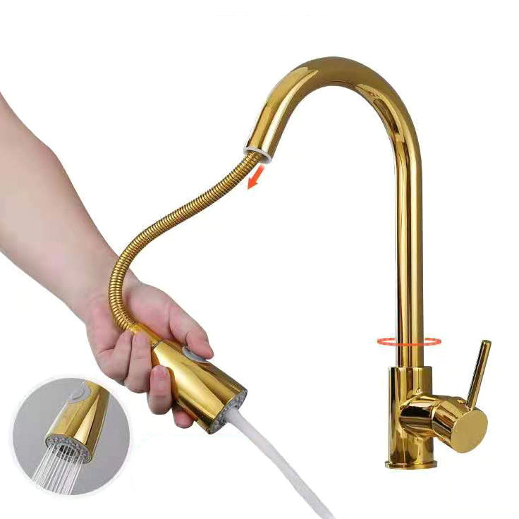 Golden Round Stainless Steel Drop-In Kitchen Sink with Drain Assembly