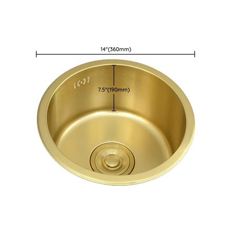 Golden Round Stainless Steel Drop-In Kitchen Sink with Drain Assembly