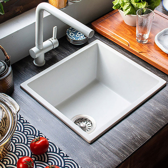 Stone Farmhouse Kitchen Sink Single Bowl Drop-In Sink with Basket Strainer