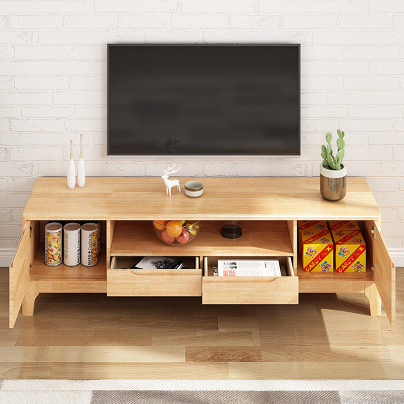 Modern TV Media Stand 15" W Rubberwood TV Stand Console with Drawers