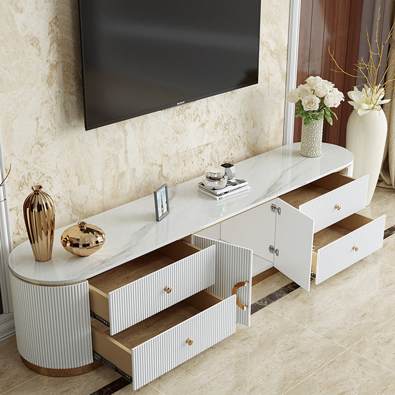 Glam Marble TV Console Enclosed Storage TV Media Stand with Drawers for Living Room