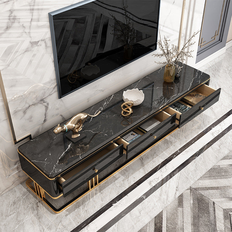 Glam Marble TV Stand Enclosed Storage TV Media Stand for Living Room