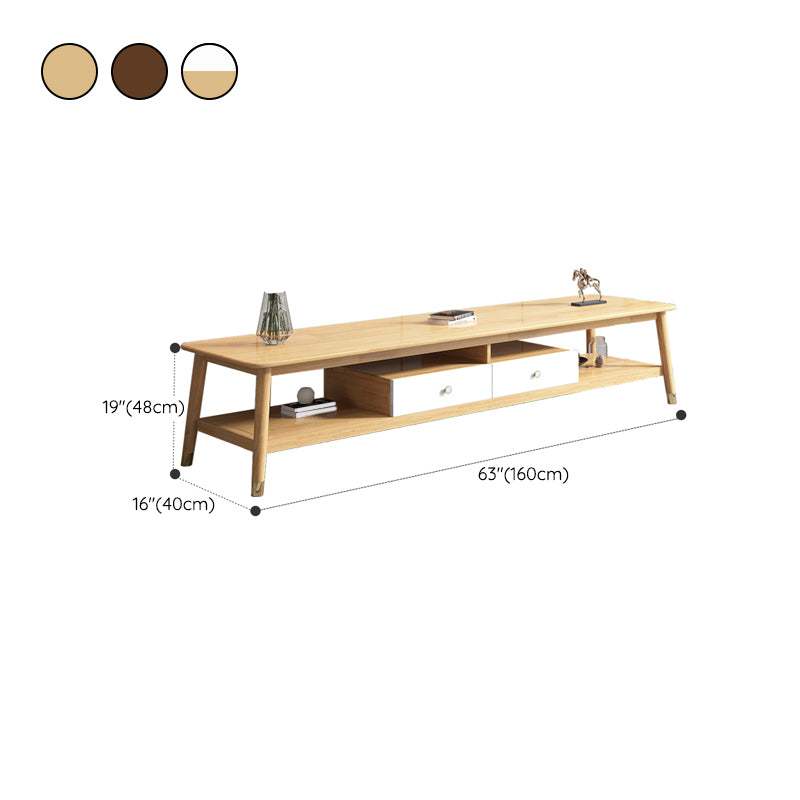 Scandinavian TV Media Stand 16" W Open Shelving TV Media Console with Drawers