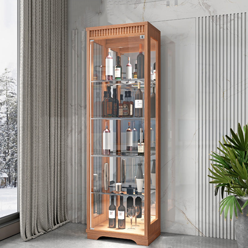 Modern Curio Cabinet Solid Wood Display Stand in Black/ Walnut Finish