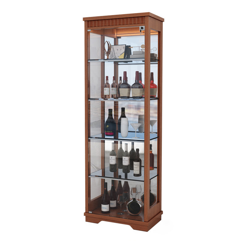 Modern Curio Cabinet Solid Wood Display Stand in Black/ Walnut Finish