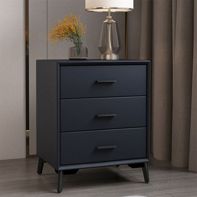 23.62" Tall Faux Leather Night Table 3-drawer Bedside Cabinet with Legs