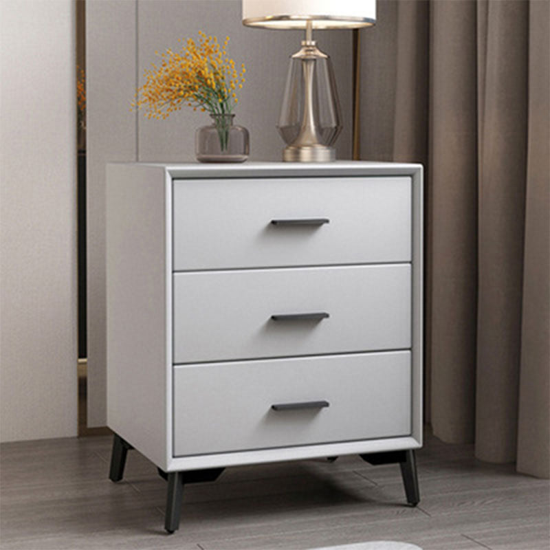 23.62" Tall Faux Leather Night Table 3-drawer Bedside Cabinet with Legs