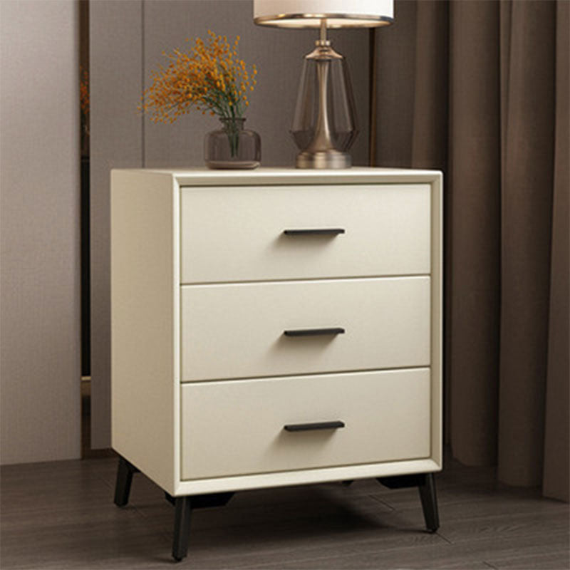 23.62" Tall Faux Leather Night Table 3-drawer Bedside Cabinet with Legs