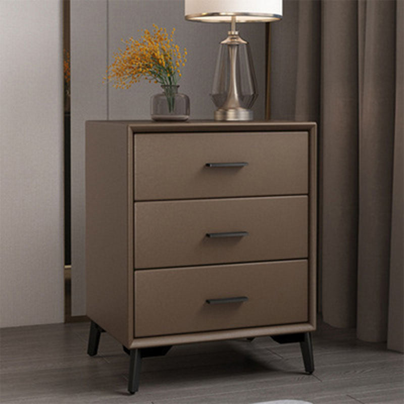 23.62" Tall Faux Leather Night Table 3-drawer Bedside Cabinet with Legs