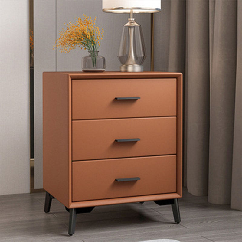 23.62" Tall Faux Leather Night Table 3-drawer Bedside Cabinet with Legs