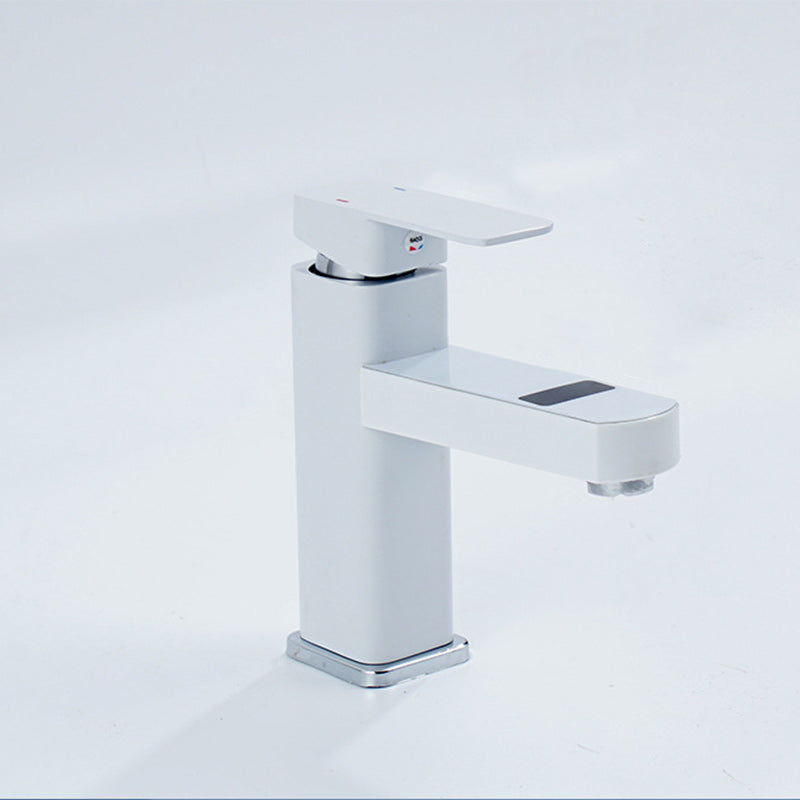 Contemporary Sink Faucet Digital Display Screen Solid Color Low Arc Sink Bathroom Faucet